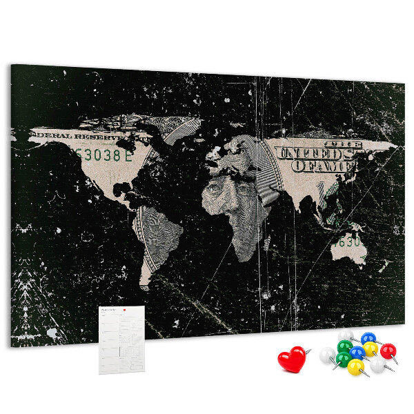 Cork board Dollar world map