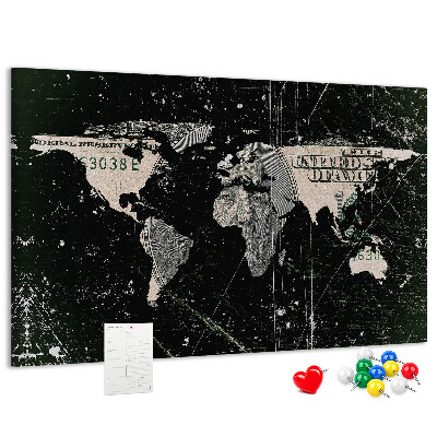 Cork board Dollar world map