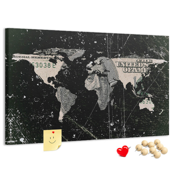 Cork board Dollar world map