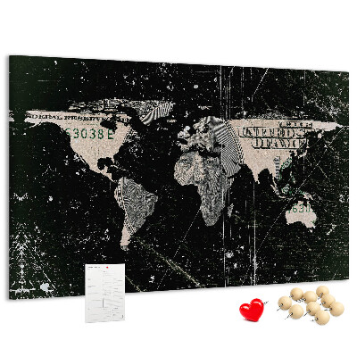 Cork board Dollar world map