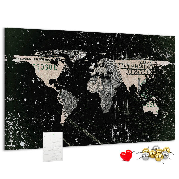 Cork board Dollar world map