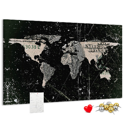 Cork board Dollar world map