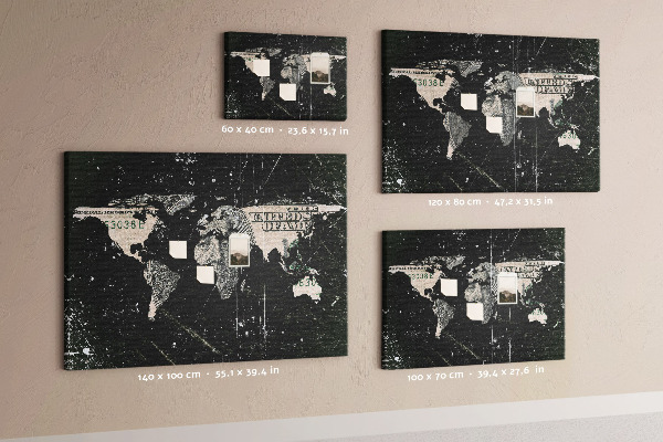 Cork board Dollar world map