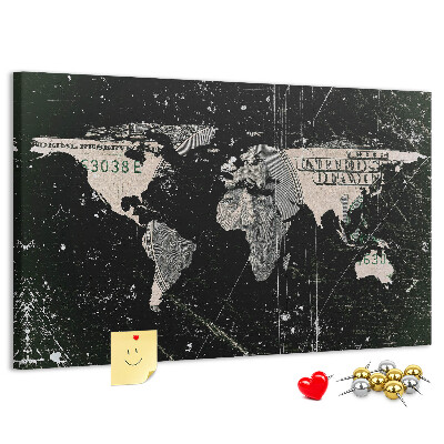 Cork board Dollar world map