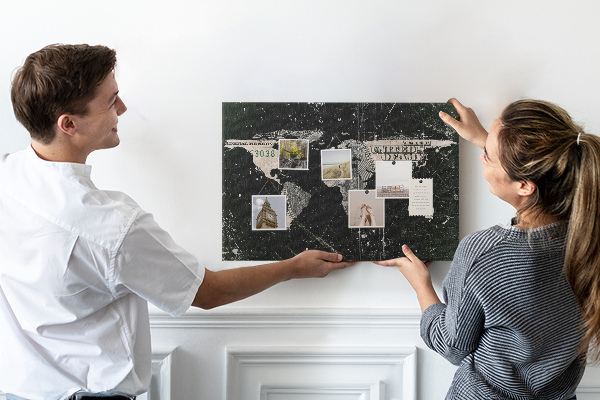 Cork board Dollar world map