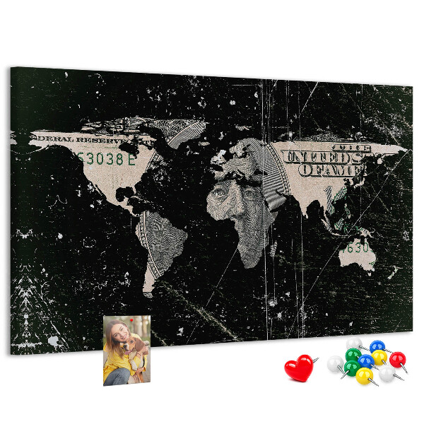 Cork board Dollar world map