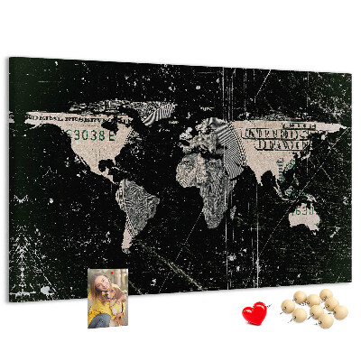 Cork board Dollar world map