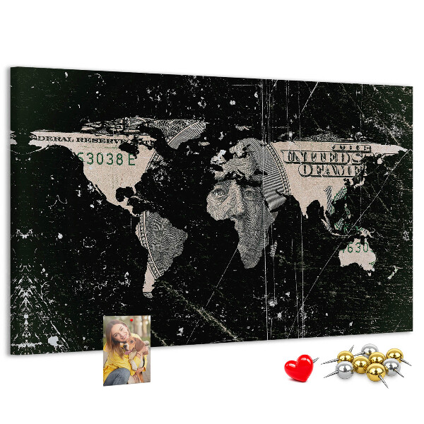 Cork board Dollar world map