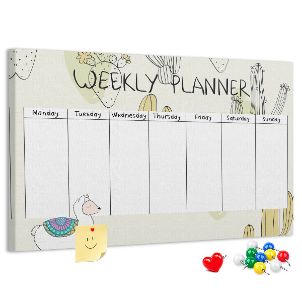 Cork memo board Cactus weekly planner