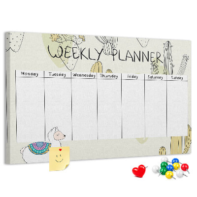 Cork memo board Cactus weekly planner