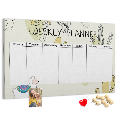 Cork memo board Cactus weekly planner