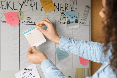 Cork memo board Cactus weekly planner