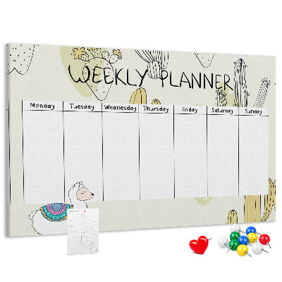 Cork memo board Cactus weekly planner