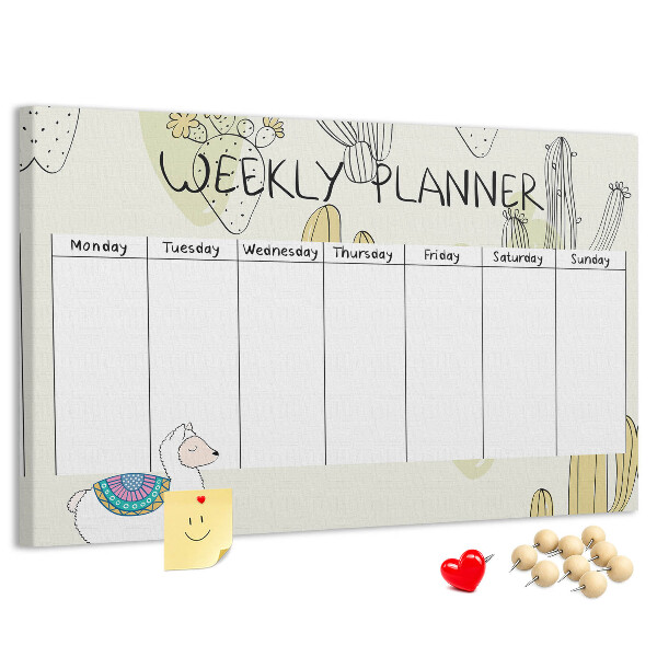 Cork memo board Cactus weekly planner