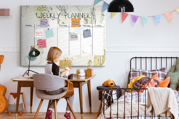 Cork memo board Cactus weekly planner