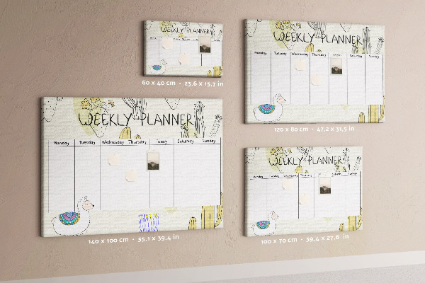 Cork memo board Cactus weekly planner