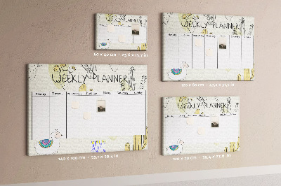 Cork memo board Cactus weekly planner