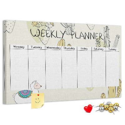 Cork memo board Cactus weekly planner