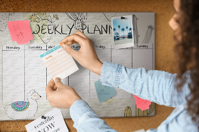 Cork memo board Cactus weekly planner