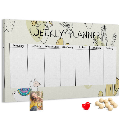 Cork memo board Cactus weekly planner