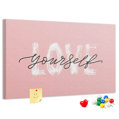 Cork display board Love yourself lettering