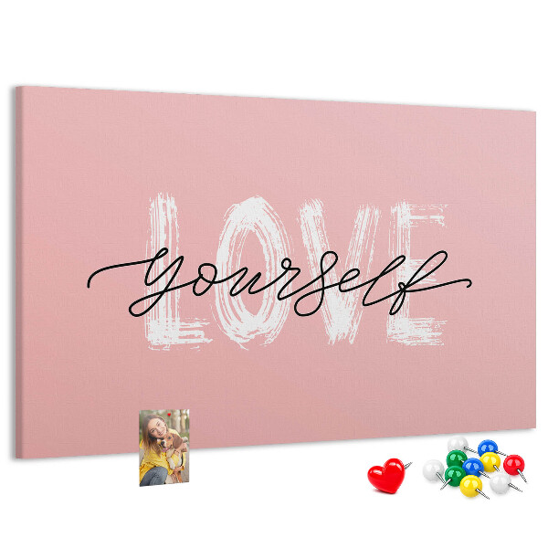 Cork display board Love yourself lettering