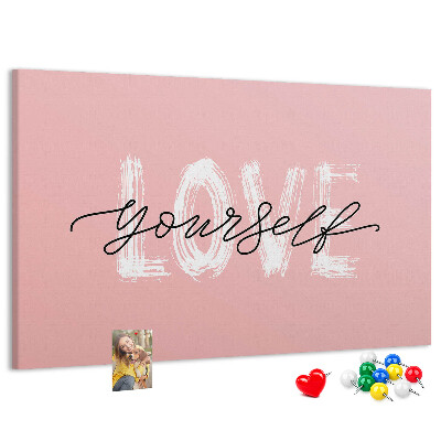 Cork display board Love yourself lettering