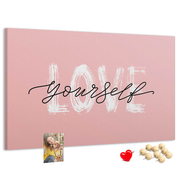 Cork display board Love yourself lettering