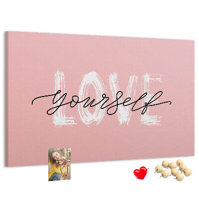 Cork display board Love yourself lettering
