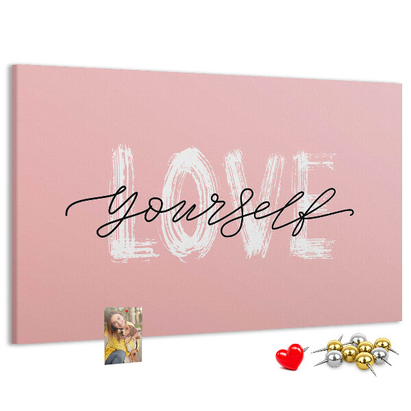 Cork display board Love yourself lettering