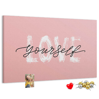 Cork display board Love yourself lettering