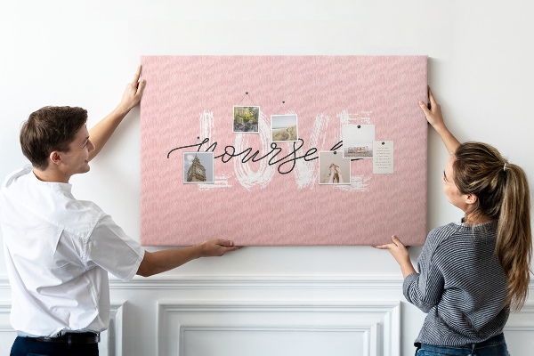 Cork display board Love yourself lettering