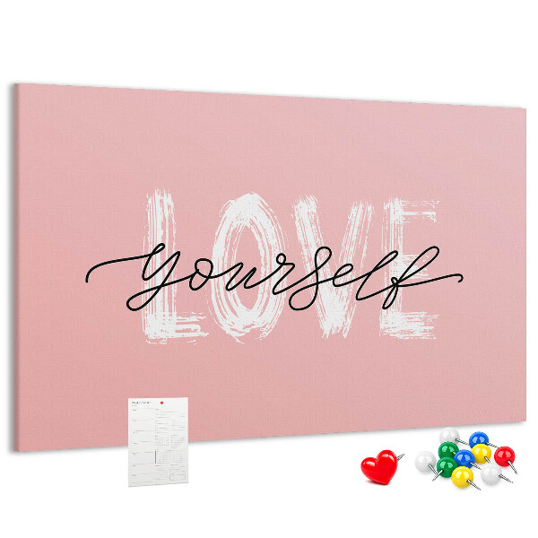 Cork display board Love yourself lettering