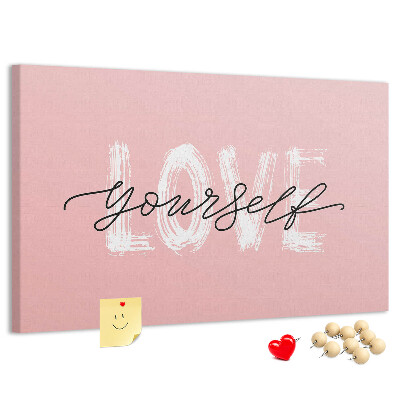 Cork display board Love yourself lettering