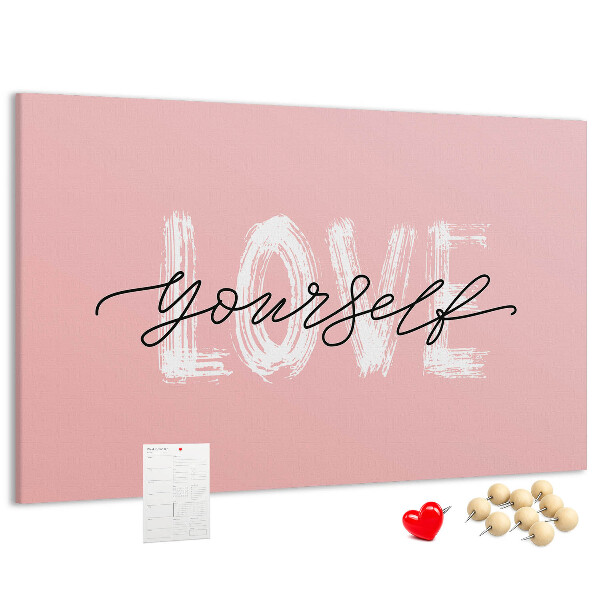Cork display board Love yourself lettering