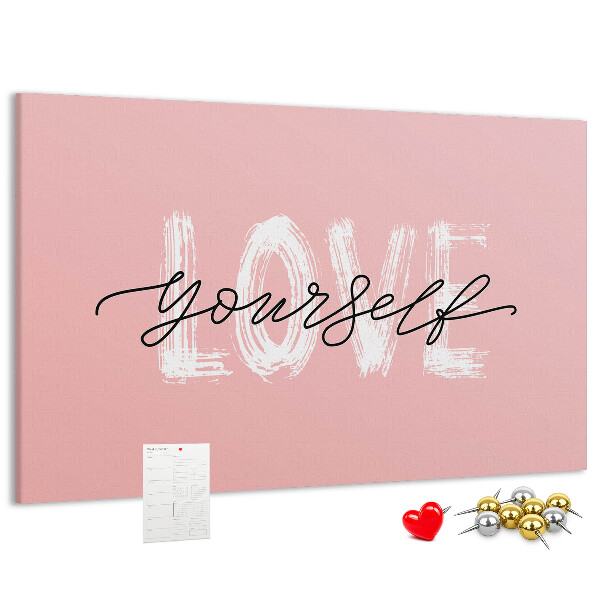Cork display board Love yourself lettering