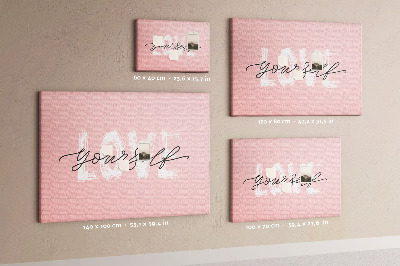 Cork display board Love yourself lettering
