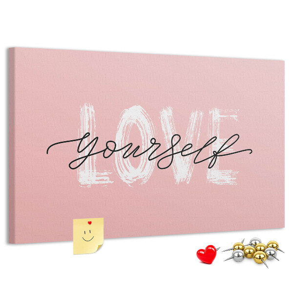 Cork display board Love yourself lettering