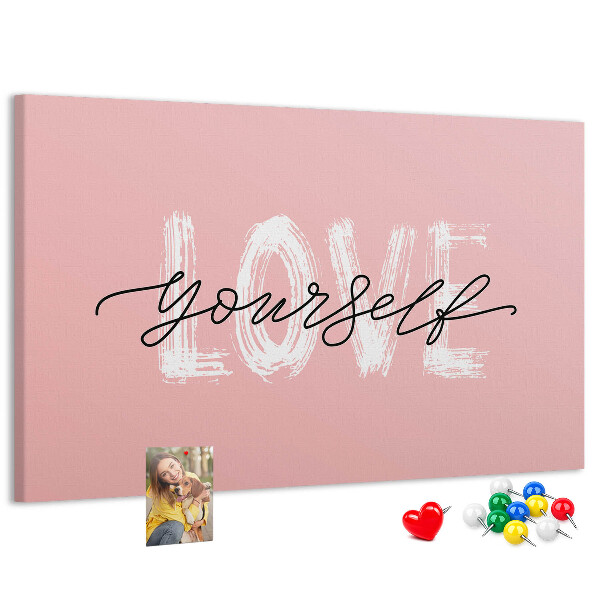 Cork display board Love yourself lettering