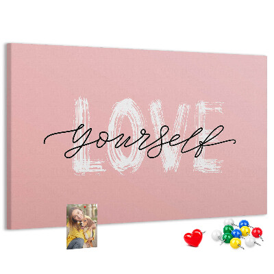 Cork display board Love yourself lettering