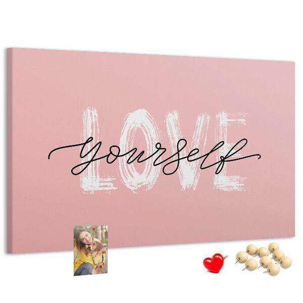 Cork display board Love yourself lettering