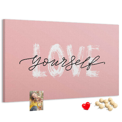 Cork display board Love yourself lettering