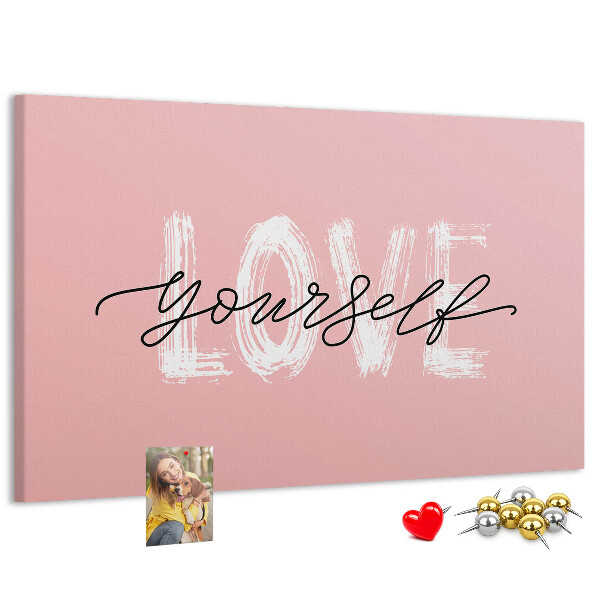 Cork display board Love yourself lettering