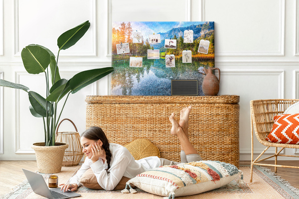 Cork memo board River mountains landscape