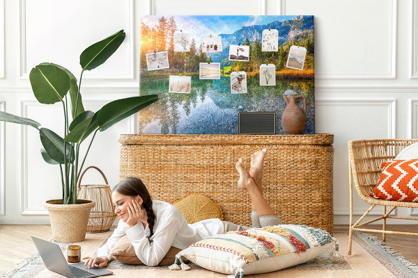 Cork memo board River mountains landscape