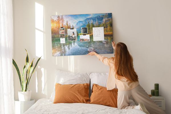 Cork memo board River mountains landscape