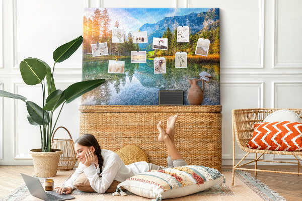 Cork memo board River mountains landscape