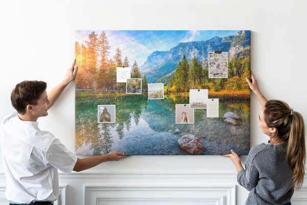 Cork memo board River mountains landscape