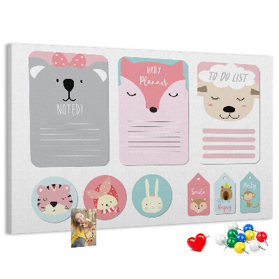 Cork memo board Happy bookmarks
