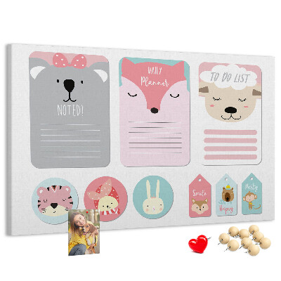 Cork memo board Happy bookmarks